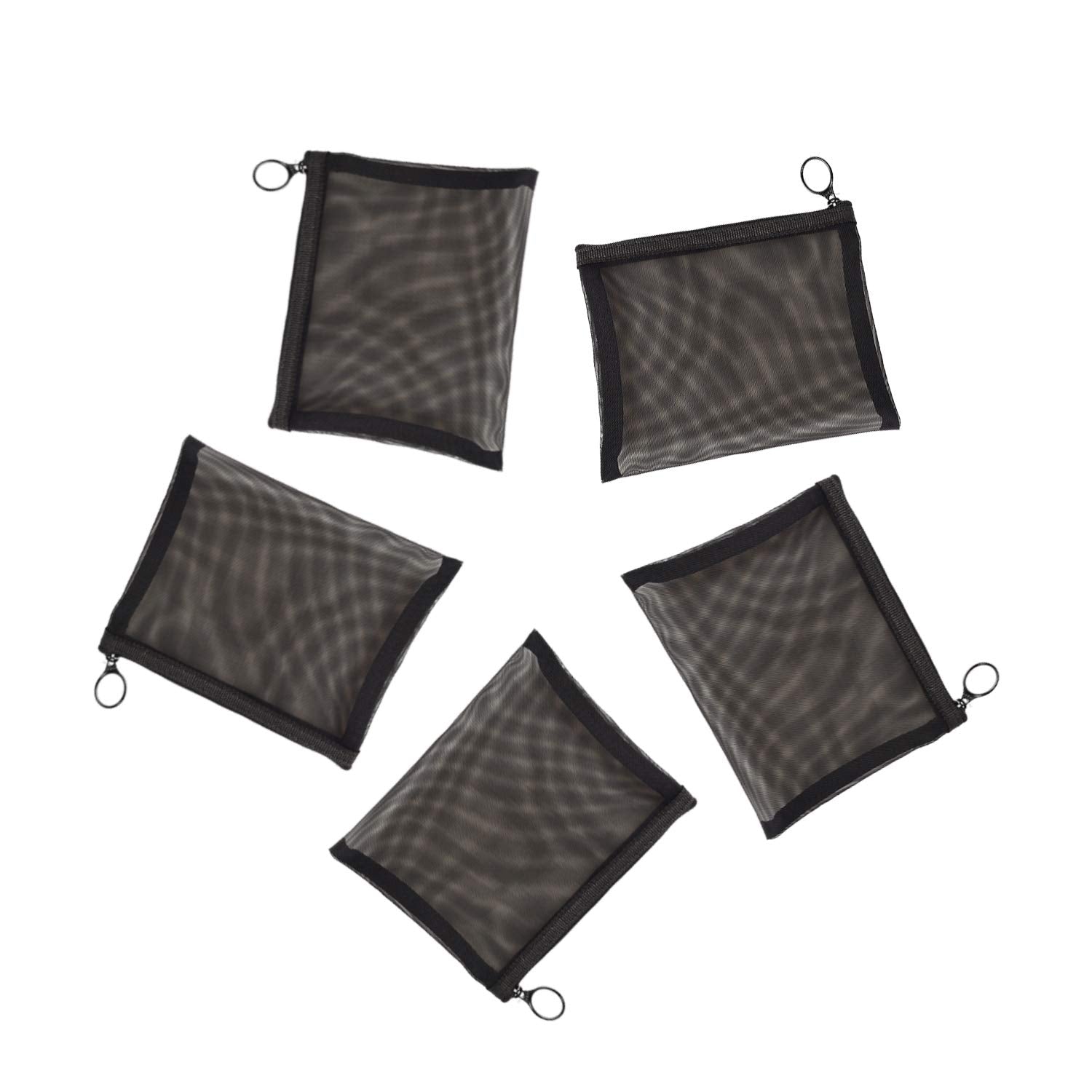 Buy now Patu Zipper Mesh Bags, Size M / A6, 5 Pieces, Beauty Makeup Cosmetic Accessories Organizer, Travel Toiletry Kit Set Storage Pouch, Black 6.5x5.5 Inch (Pack of 5) at indiglob india