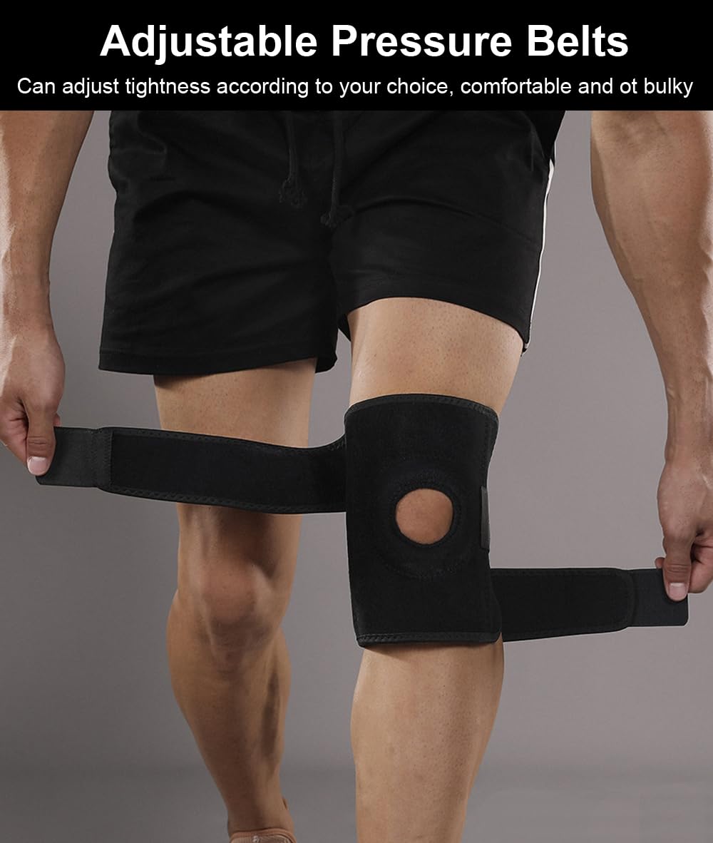 SUJAYU Knee Brace for Women Men with Side Stabilizers, 2 Pack Knee Braces for Knee Pain ACL MCL Arthritis Joint Pain Relief, Adjustable Compression Sleeve Patellar Tendon Support Strap