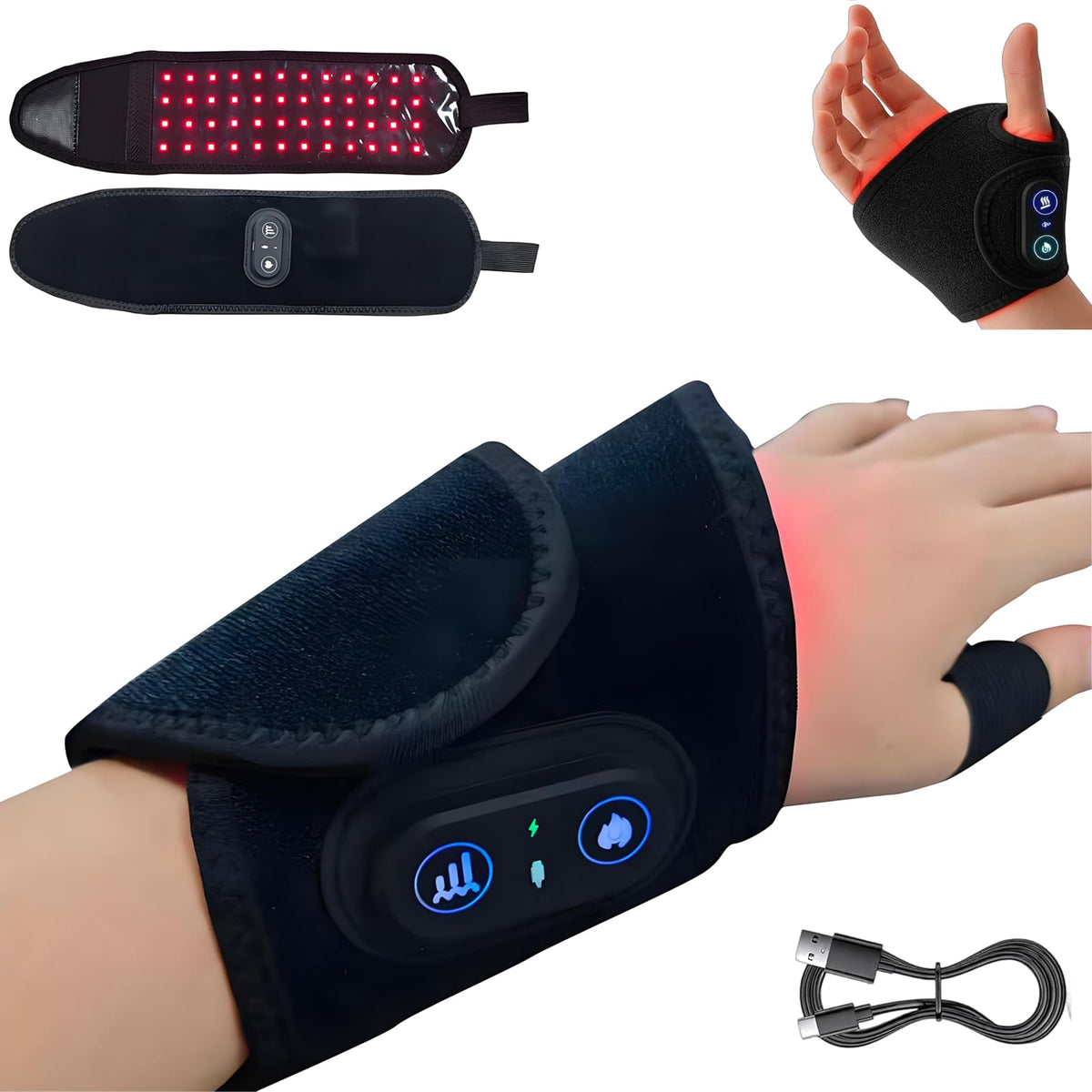 Carpal Tunnel for Kovarias Therawrap, Red Light Therayp, 3-Heat-L