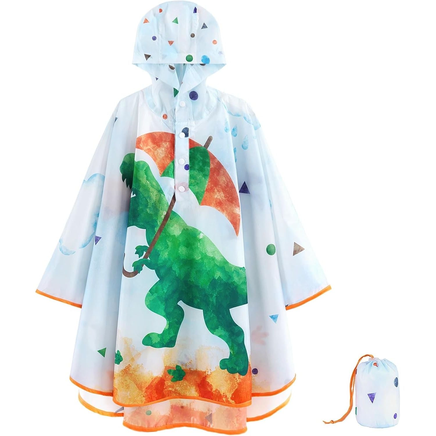 Buy now WAWSAM Lightweight Kids Rain Poncho Reusable Toddler Raincoat Waterproof Rain Jacket 3-5T Dinosaur Blue at indiglob india
