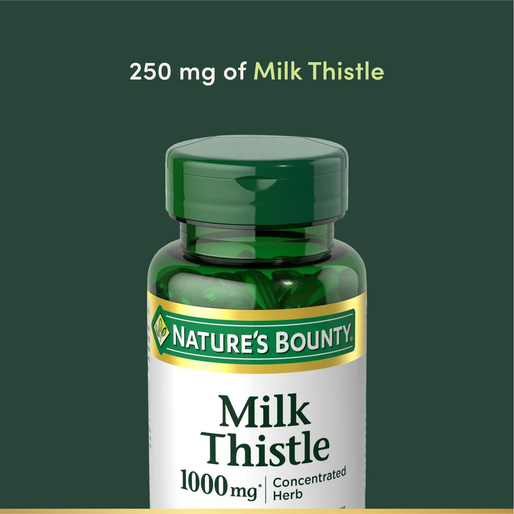 Nature's Bounty Milk Thistle 1000mg, Rapid Release Softgels, 50 Count