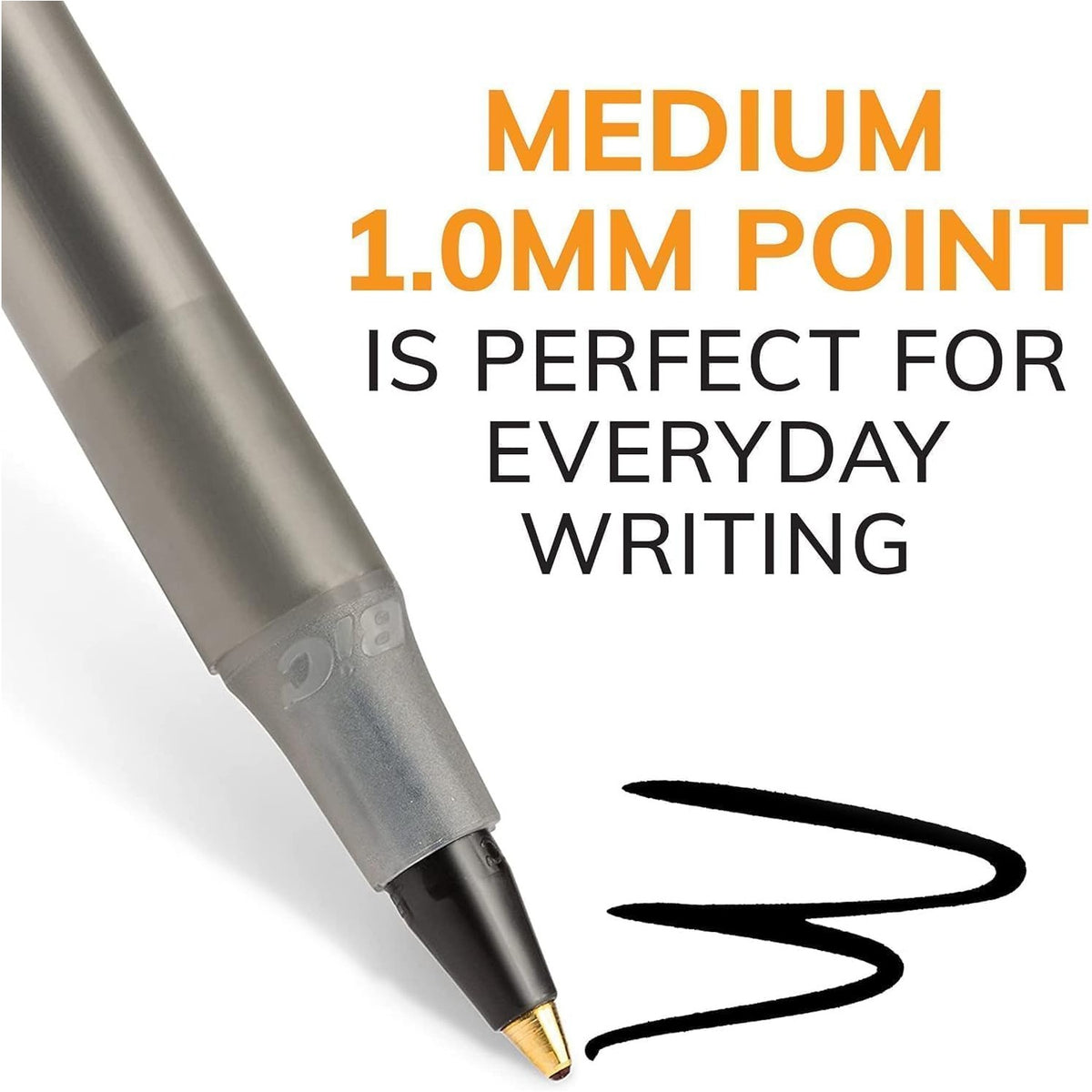BIC Round Stic Xtra Life Ballpoint Pens - 1mm, Pack of 96 Black Pens