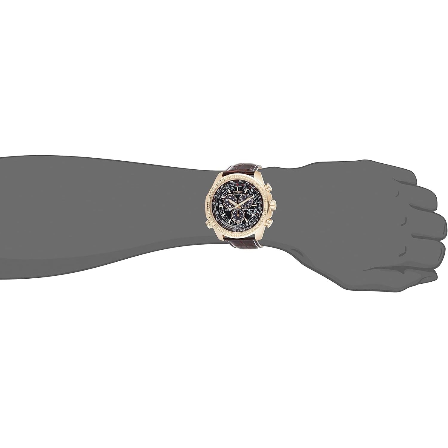 Buy now Citizen Men's Eco-Drive Weekender Brycen Chronograph Watch in Gold-tone Stainless Steel, Brown Leather strap (Model: BL5403-03X) at indiglob india