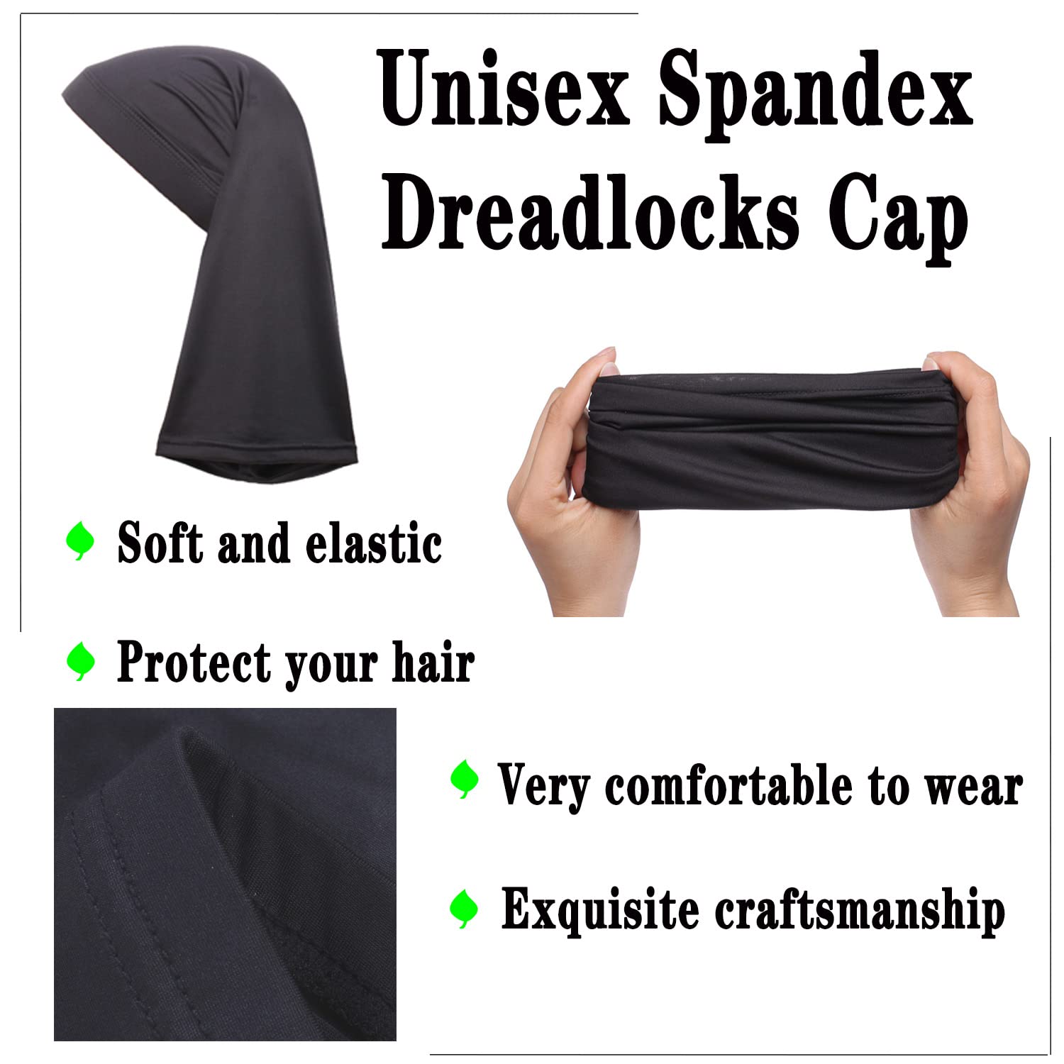 Buy now Leeven 2 Pieces Wide Elastic Loc Cap and Long Braid Cover for Full Hair, Stocking Sleep - Black at indiglob india