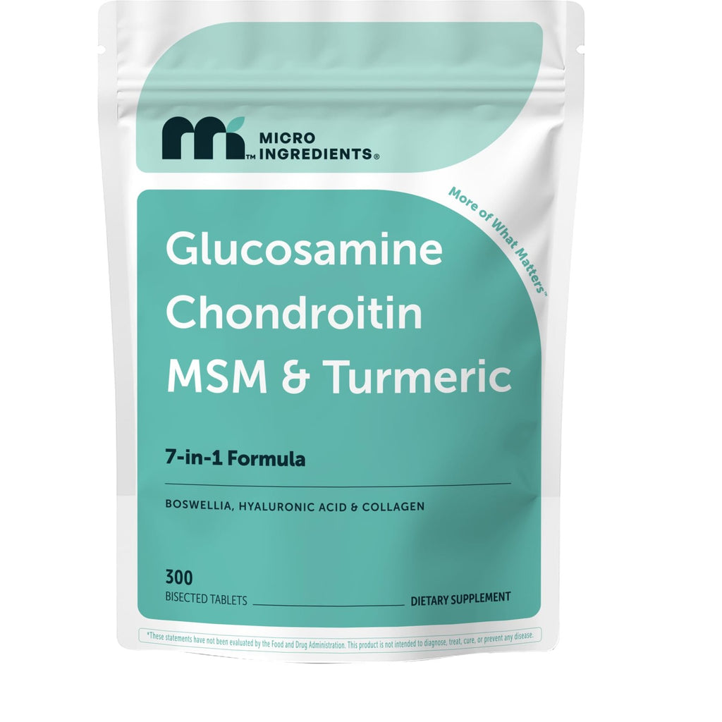 Micro Ingredients Glucosamine Chondroitin MSM and Turmeric Supplement, 300 Bisected Tablets | Joint Supplements for Men & Women* | 7-in-1 with Boswellia, Hyaluronic Acid, & Collagen Complex