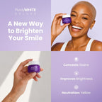 PurelyWHITE DELUXE, Updated Design Simply Purple Brightening Powder - Conceals Stains, No Sensitivity - Enamel-Safe Toothpaste Whitening Powder for Coffee, Tea, Food, Wine, and Tobacco Stains.