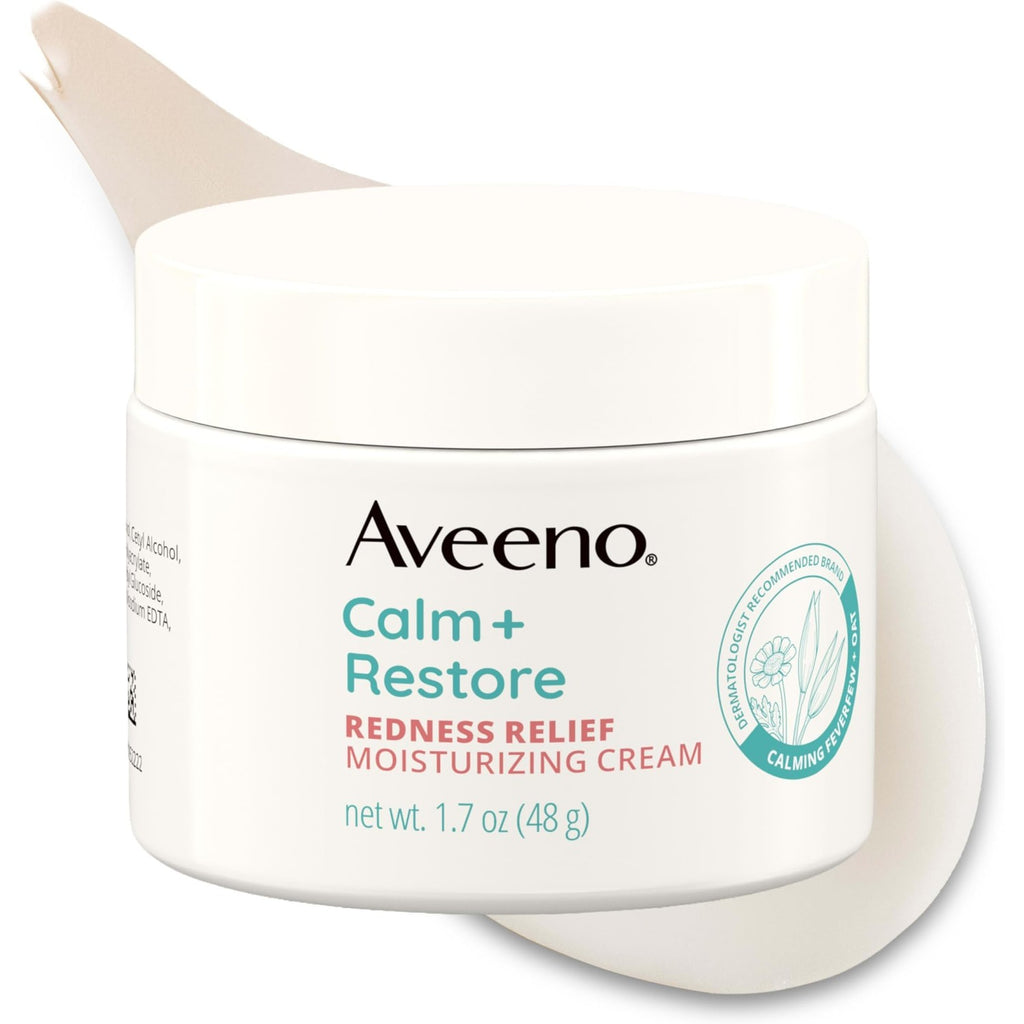 Aveeno Calm + Restore Redness Relief Moisturizing Cream, 1.7 oz | Instantly Calms & Soothes Appearance of Redness with Ceramide & Vitamin B5, Hypoallergenic, Fragrance-Free, Non-Comedogenic