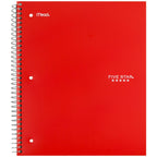 Five Star Spiral Notebook + Study App, 6 Pack, 1 Subject, Wide Ruled 8" x 10.5" Paper, 100 Sheets, Fights Ink Bleed, Water Resistant Cover, Assorted Colors (38042)