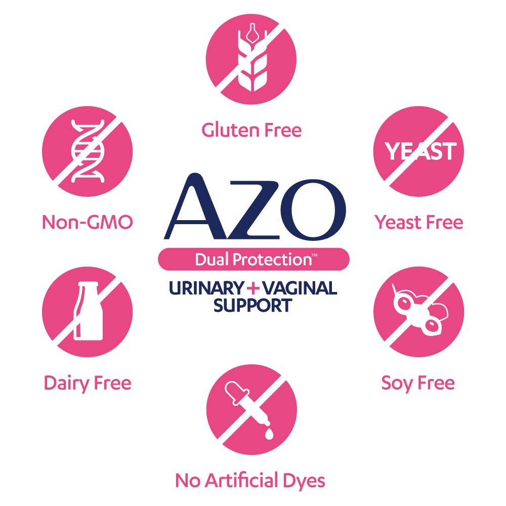 AZO Dual Protection, Urinary + Vaginal Support, Prebiotics and Probiotics for Women*, Starts Working Within 24 Hours, Non-GMO, 30 Count (Pack of 2)