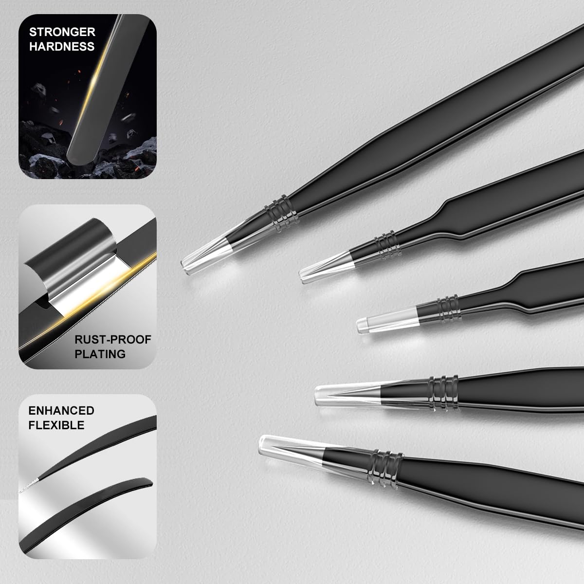 Antonki 12-in-1 Precision Metal Tweezers Set with Leather Case | High Quality, 1.5mm Thick, Strong Hardness, Rustproof, Anti-Static, Tips Cover, Complete Set, Portable Design