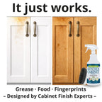 Kitchen Cabinet Cleaner and Degreaser - Plant Based Grease Remover for Wood, Painted and White Cabinets - Cleans, Restores, Protects Finishes, Streak Free, 32oz with Scrub Brush by Final Touch
