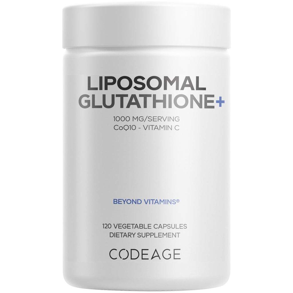 Codeage Liposomal Glutathione+, 1000mg, Vitamin C, CoQ10, 120 Capsules