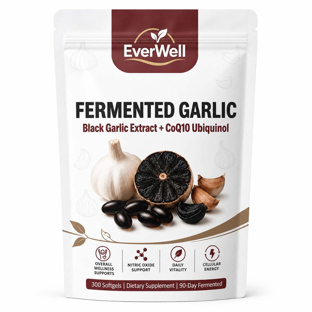 EverWell Black Fermented Black Garlic + CoQ10 Ubiquinol Softgels