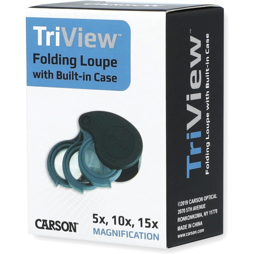 Buy now Carson TriView 5x/10x/15x Folding Loupe Magnifier with Built-in Case, 3-in-1 Portable Loupe Magnifying Glass - Adjustable Magnification, Great for Jewelry (TV-15) at indiglob india