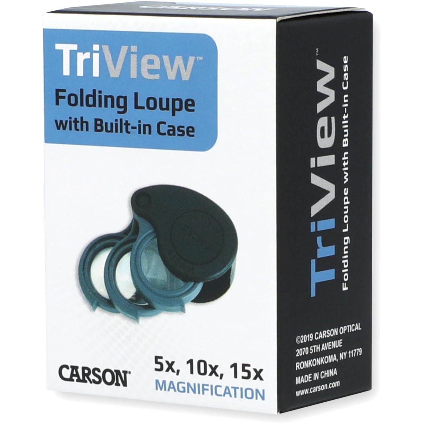 Buy now Carson TriView 5x/10x/15x Folding Loupe Magnifier with Built-in Case, 3-in-1 Portable Loupe Magnifying Glass - Adjustable Magnification, Great for Jewelry (TV-15) at indiglob india