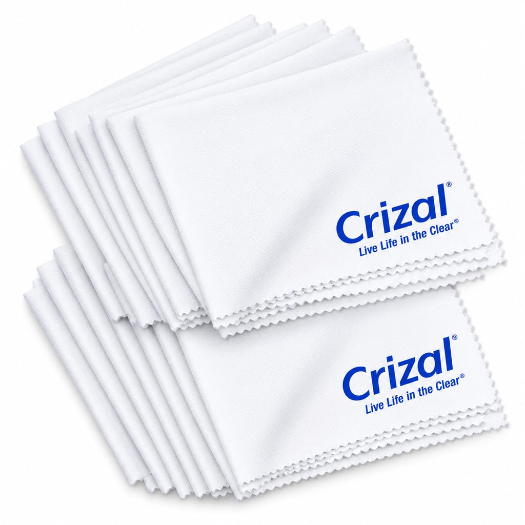 Crizal® Eyeglass Cleaning Cloths – 12 Pack | Premium Microfiber Lens Cleaning Cloths | Designed Safe for All Advanced AR & Anti-Reflective Lens Coatings