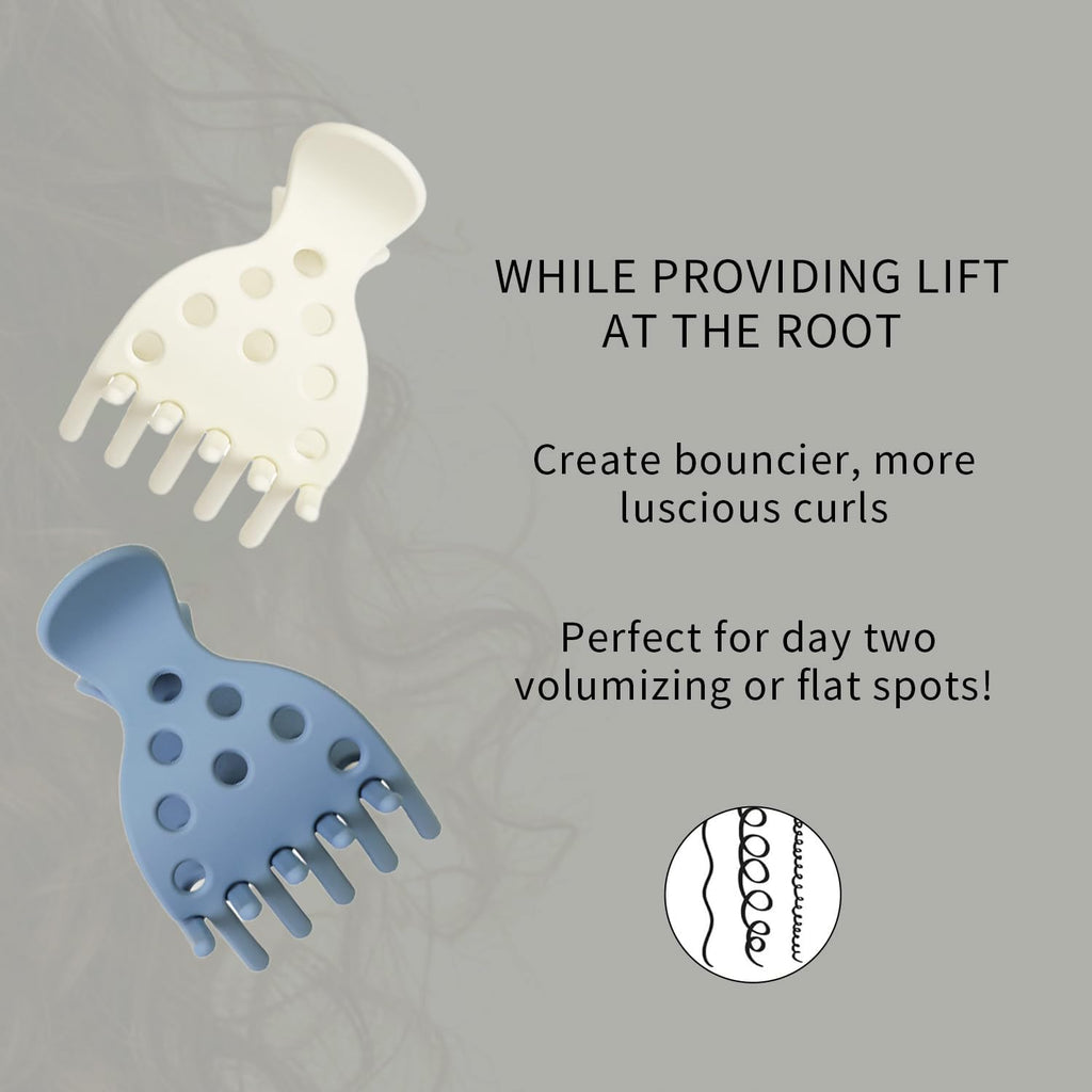Authentic hair volume clips designed for curly hair, providing lift at the root for bouncier, luscious curls.