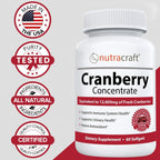 Buy now Nutracraft #1 Cranberry Extract Supplement for Bladder & Urinary Tract Support | 12,600 mg of Fresh Cranberries, Vitamin C & E and Polyphenols | Lab Tested & Easy to Swallow | 60 Softgels at indiglob india