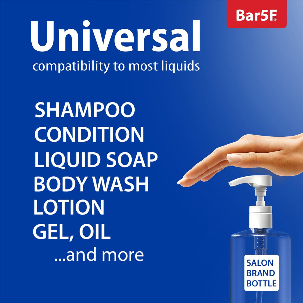 Bar5F Pumps for Shampoo and Conditioner Bottles, Salon-Brand Liters, 2 Pack | Professional-standard durability for salon-brand 1 L/33.8 oz bottles, 28/410 finish, 1-inch neck and 1.1-inch cap diameter