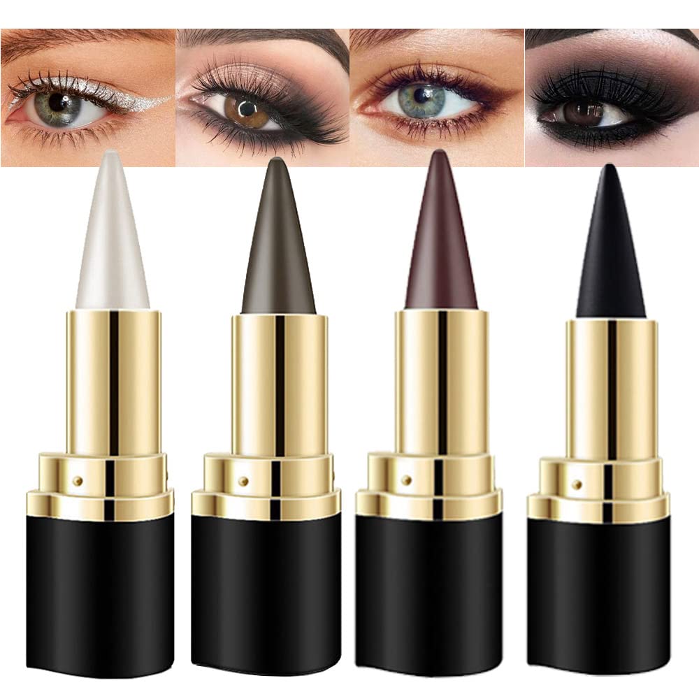 Kaely 2Pcs Gel Eyeliner Pencil, Natural Black Eyeliner Cream, Liquid Eye Liner Pencils for Older Women Waterproof, Smoky Eyeshadow Palette Goth Halloween Makeup Kit, delineador de ojos contra el agua