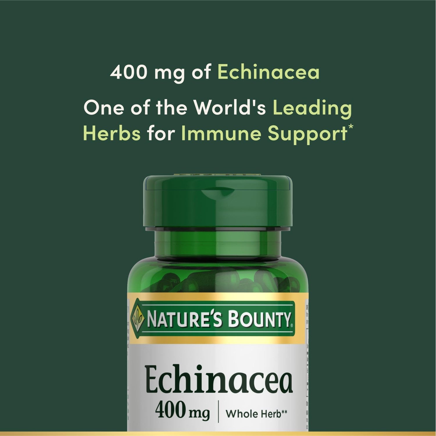 Nature's Bounty Echinacea 400mg, 100 Capsules | Herbal Supplement, Supports Immune Health