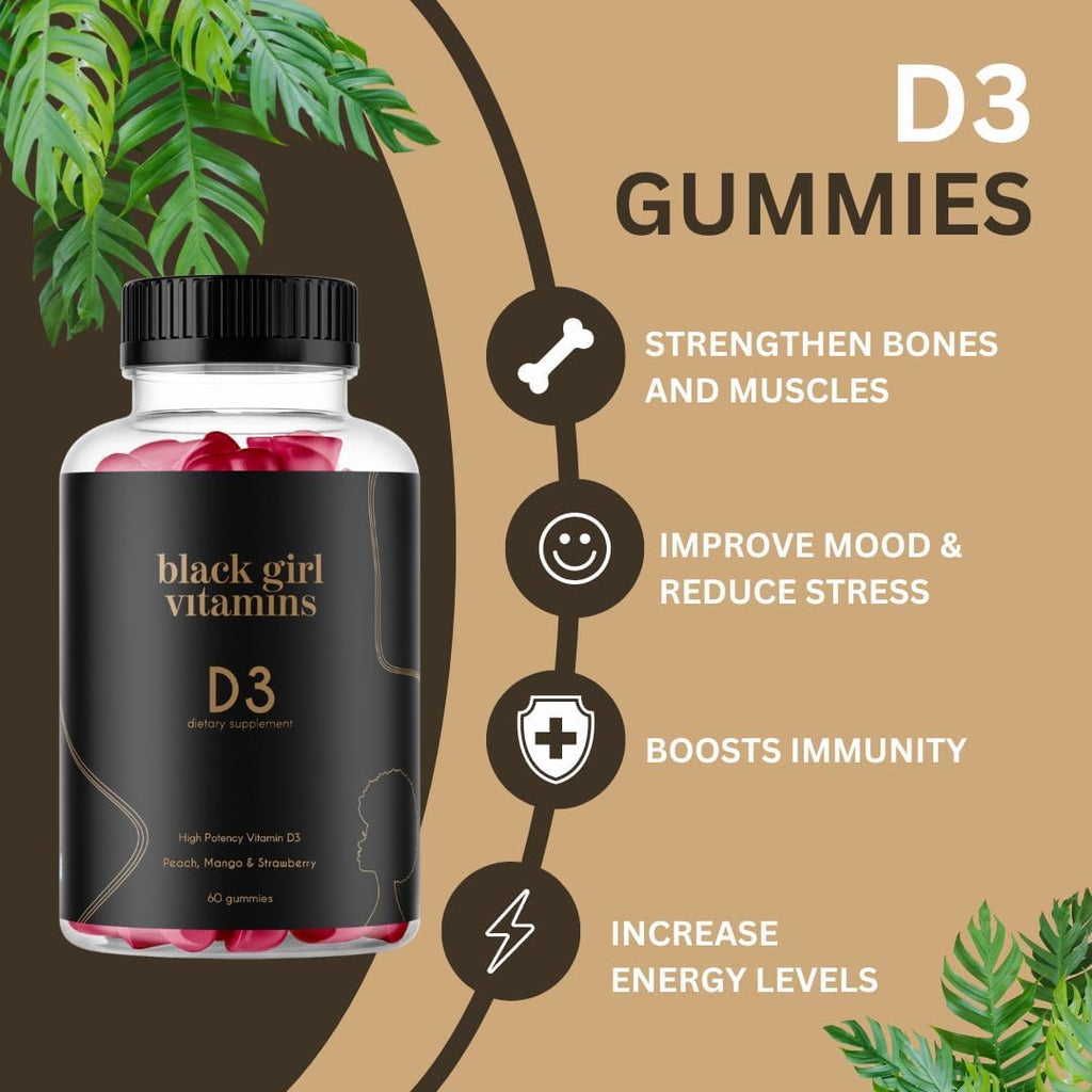 Black Girl Vitamins Complete Wellness Essentials - 30-Day Bundle with D3 Gummies, Probiotics, Hair-Skin-Nails + Sea Moss - 8 Key Nutrients for Immune, Skin & Energy Support