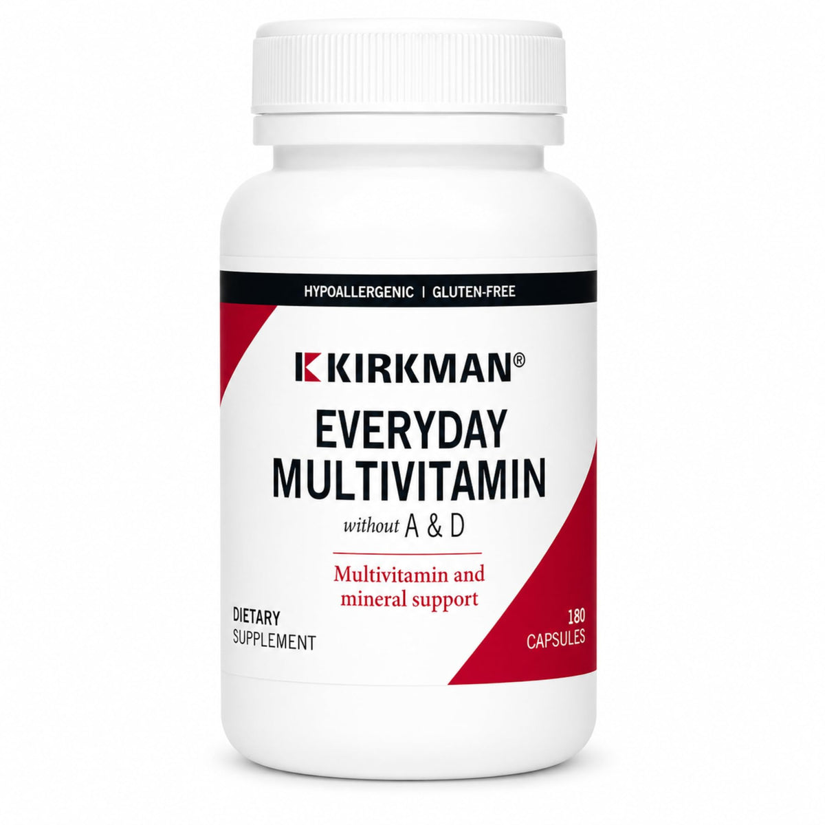 Kirkman Everyday Multivitamin Without Vitamins A & D, 180 Veg Capsules