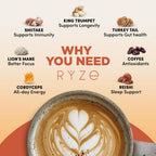 RYZE n Shine Bundle, Mushroom Coffee & Probiotic Creamer, 30 Servings | Medium Roast, 6 Organic Adaptogenic Mushrooms like Lion's Mane, Turkey Tail & Cordyceps, Supports Energy, Focus & Gut Health
