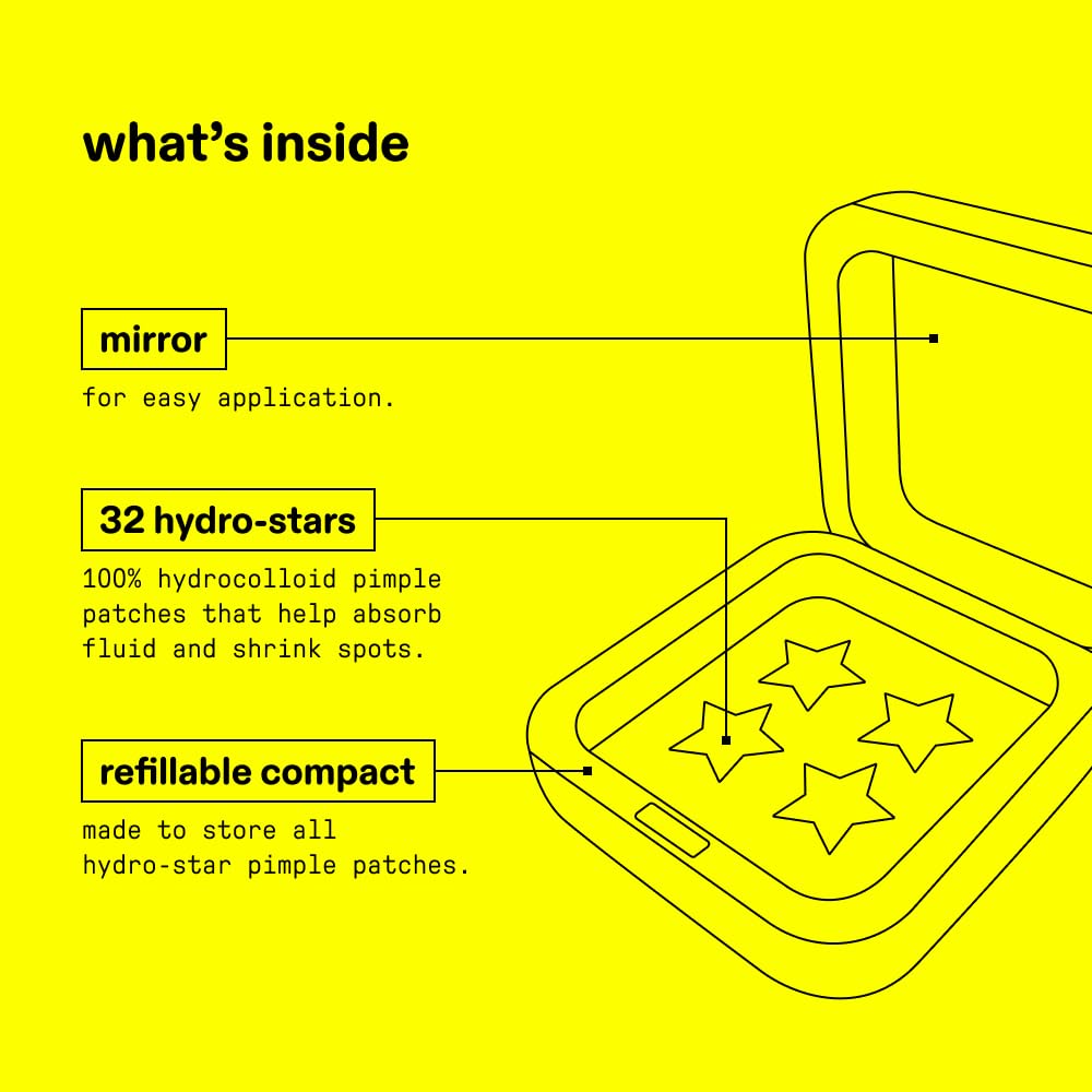 Buy now Starface Hydro-Star Pimple Patches + Big Yellow Compact, Clinically Proven Spot Shrinking in 6 Hours, Absorb Fluid and Reduce Redness, Hydrocolloid, Vegan and Cruelty-Free Skincare (32 Count) at indiglob india