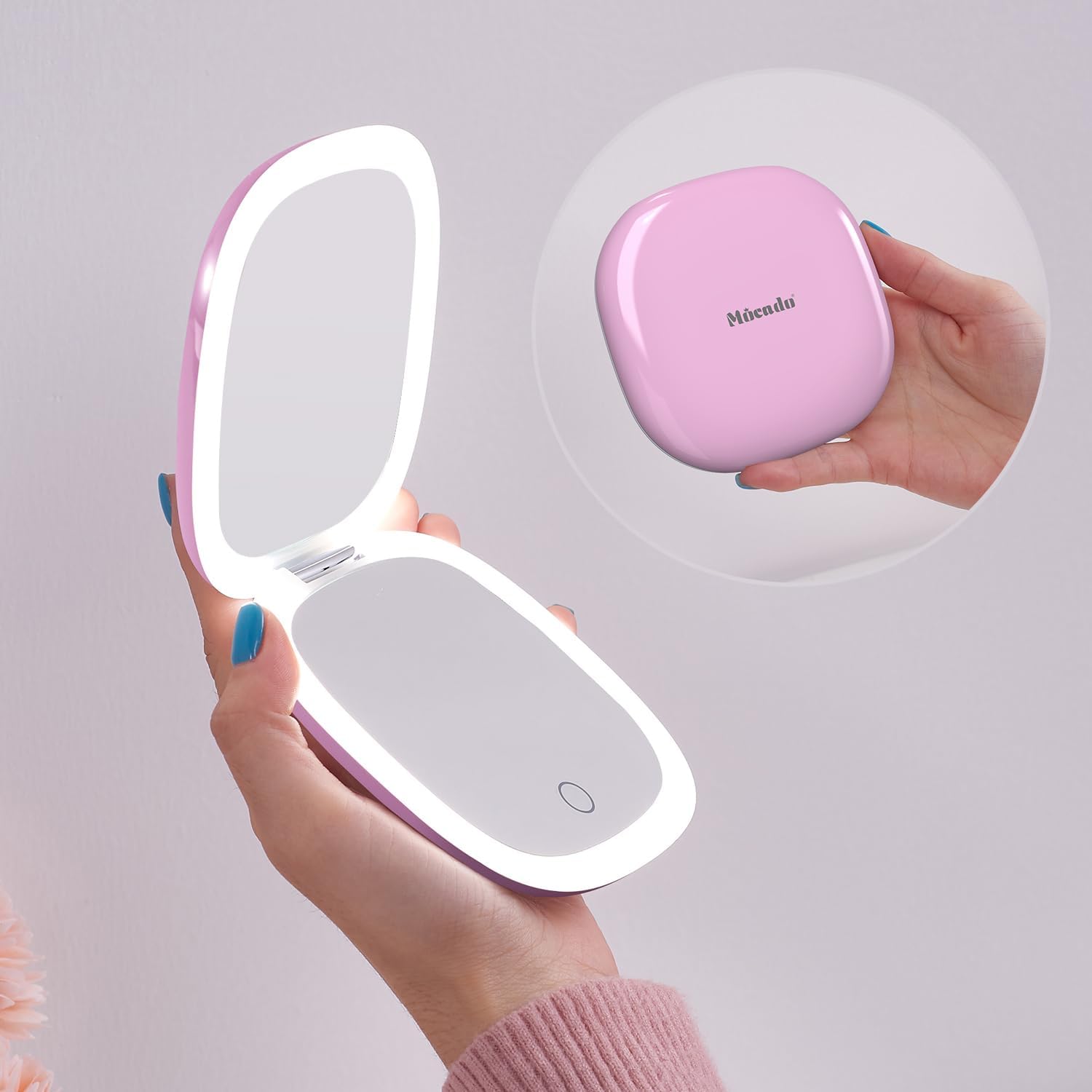 Buy now Mocado Compact LED Magnifying Makeup Mirror 4â€³ â€“ 1X/10X Double-Sided Dimmable Touch Mirror | USB Rechargeable Portable Travel Cosmetic (Rose Gold) Purple at indiglob india