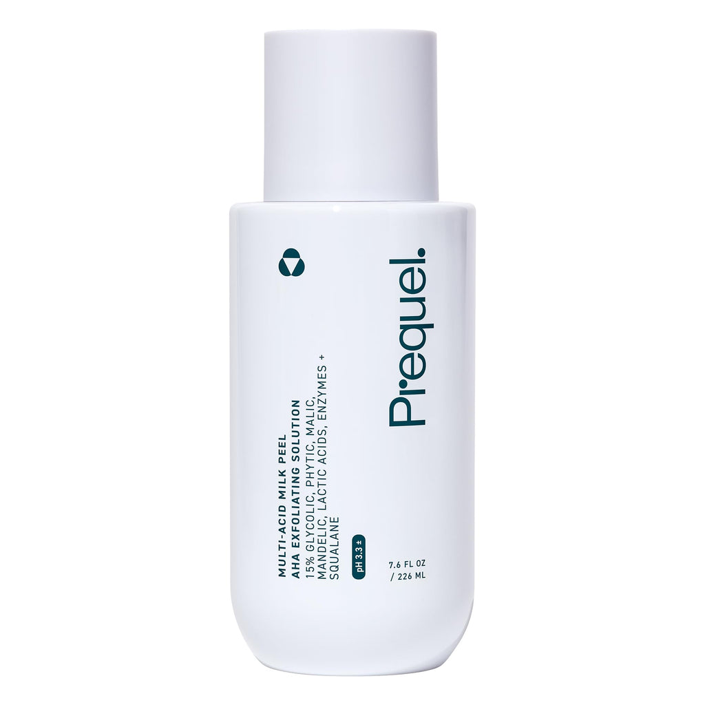 Prequel Skin Multi Acid Milk Peel - Glycolic Lactic AHA Exfoliant 7.6oz | Face Peel, Glycolic Acid, Lactic Acid for Face, AHA Peel with Enzymes, Hydrating Liquid Exfoliant for Sensitive Skin Texture
