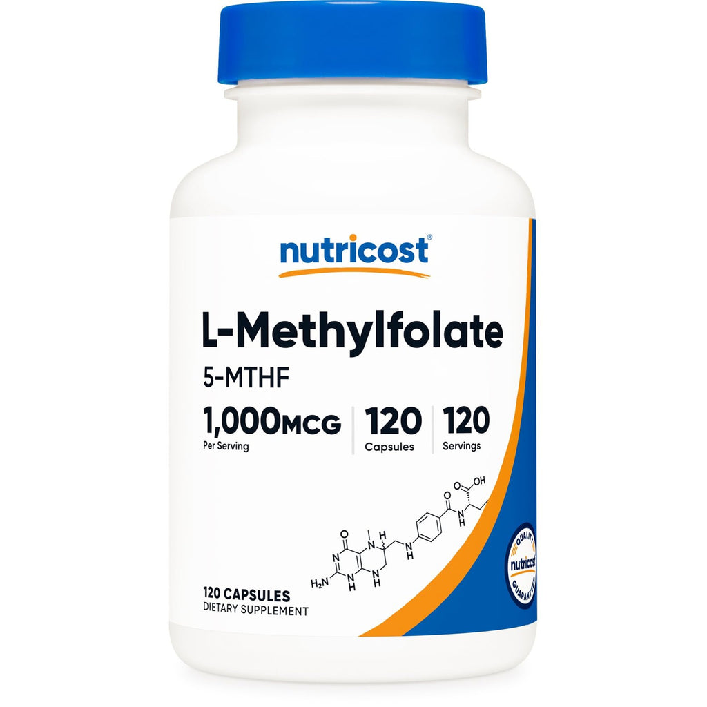 Nutricost Methylfolate 1000mcg, 120 Vegetarian Capsules, Gluten Free | GMO-Free (Methylated Folate)