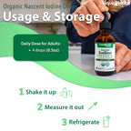 LIQUIDHEALTH USDA Organic Nascent Iodine Liquid Drops, Pure Iodine Supplement for Thyroid & Immune Support, Energy Supplement - Made in USA, Vegan, Colorless, Tasteless Tincture (2 oz)