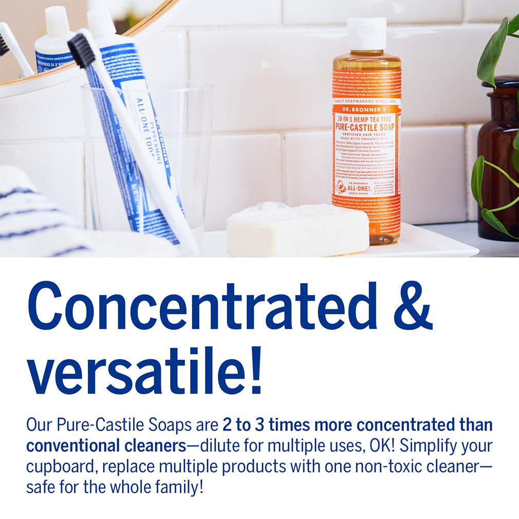 Buy now Dr. Bronner's - Pure-Castile Liquid Soap (Tea Tree, 4 Ounce) - Made with Organic Oils, 18-in-1 Uses: Acne-Prone Skin, Dandruff, Laundry, Pets and Dishes, Concentrated, Vegan, Non-GMO at indiglob india