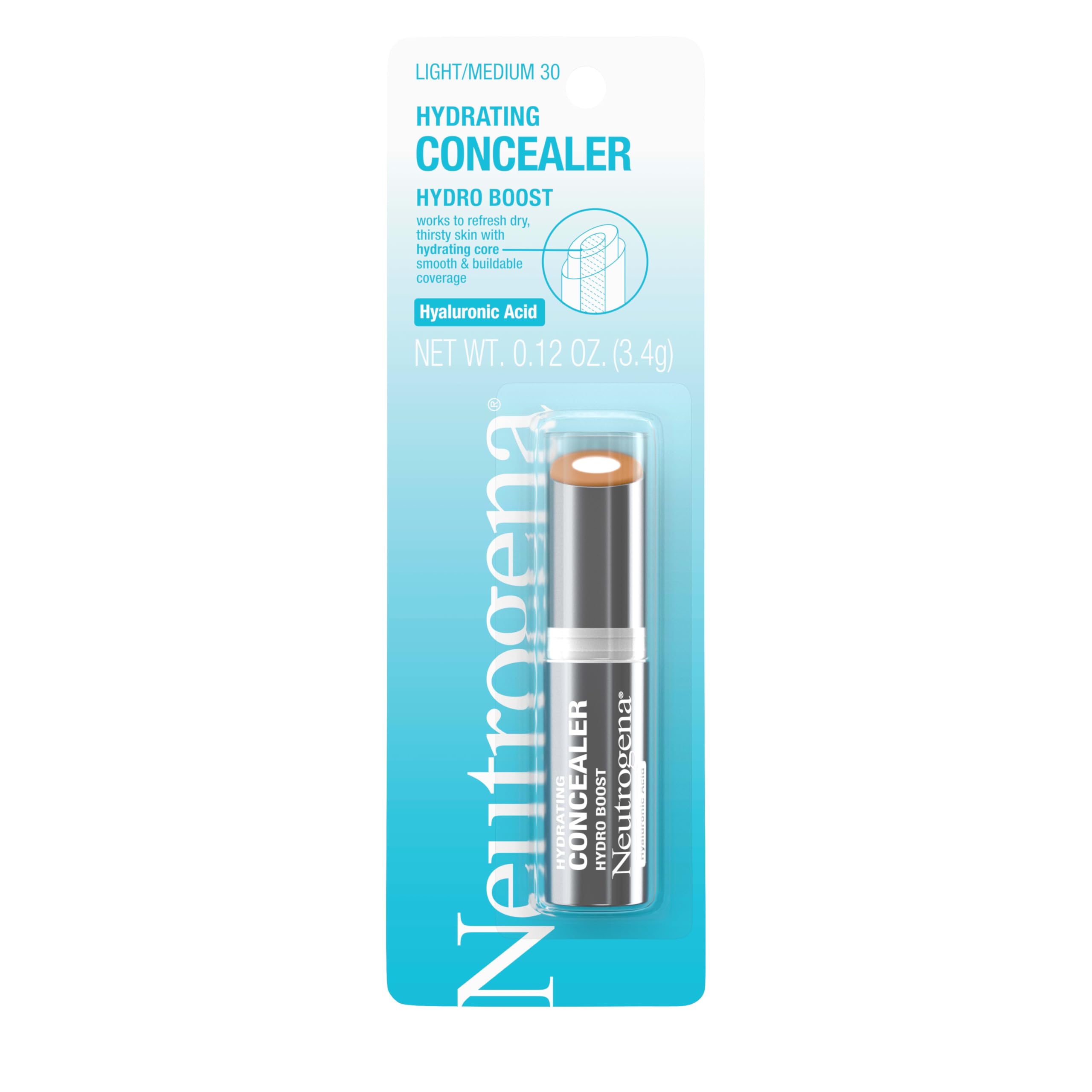 Buy now Neutrogena Hydro Boost Hydrating Concealer Stick, Oil-Free, Lightweight Cover-Up Makeup with Hyaluronic Acid Refreshes Dry Skin & Provides Buildable Coverage, 40 Medium, 0.12 Oz at indiglob india