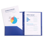 Blue Summit Supplies 6 Plastic 2 Pocket Folders with Prongs, Assorted