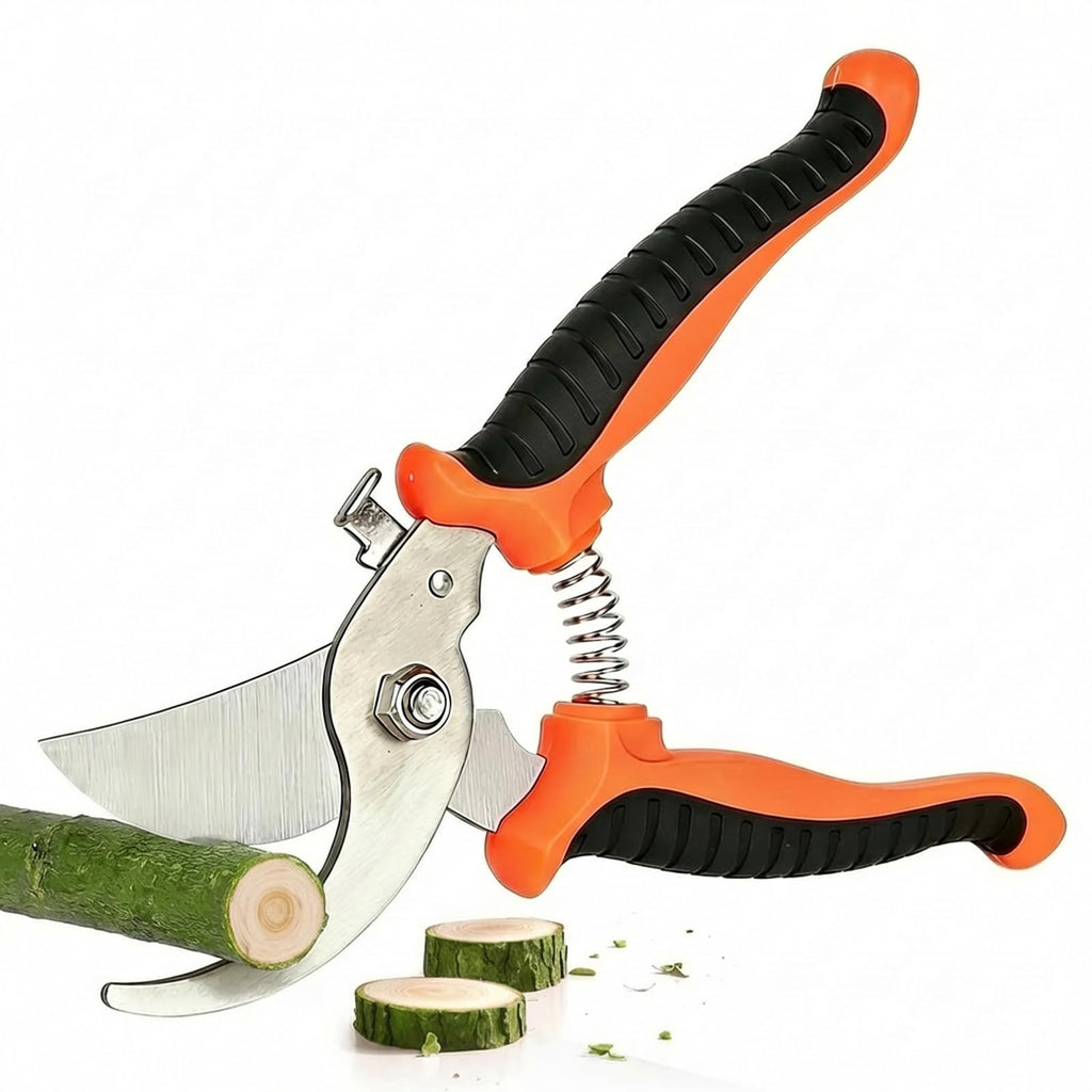 Pruning Shear, Premium Gardening Scissors for Rose Bushes, 7.5IN Garden Pruner Effortlessly Cuts 0.6IN Branches with Stainless Steel Blades Softgrip, One-Hand Lock Garden Clippers for Shrubs