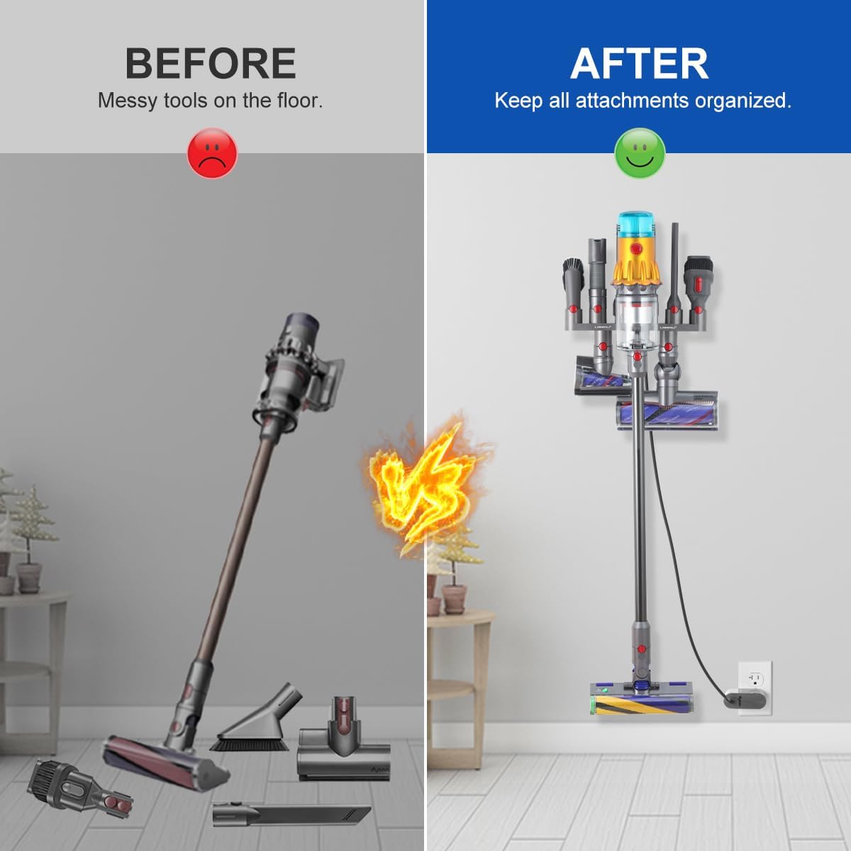 Buy now LANMU Accessory Holder Compatible with Dyson V15 V12 V11 V10 V8 V7 Outsize Gen5 G5 Cordless Stick Vacuum, No-Drilling Docking Station Attachments Organizer Accessories Storage Rack at indiglob india