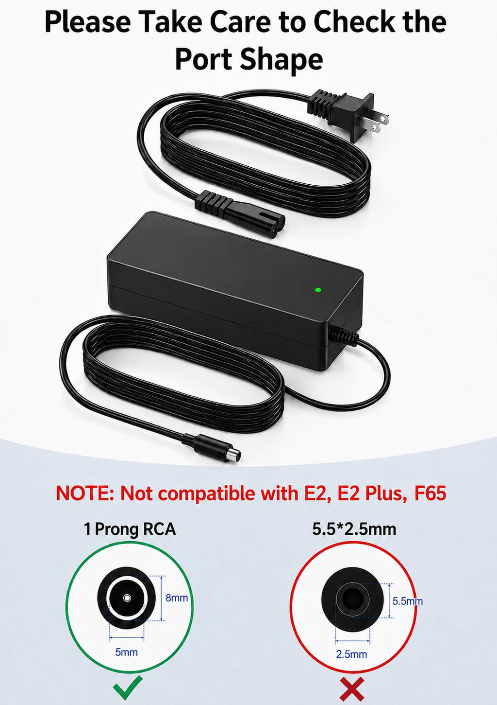 WUKUR 42V 1.7A Charger for Segway Ninebot Scooter Compatible with Ninebot Electric Scooter ES2, ES4, E22, E2 Pro, F20, F25, F30, F40, F2, F2 Plus, F2 Pro, D18, D28, D40, Air T15, NOT for E2/E2 Plus/S2