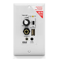 Buy now Pyle Bluetooth Receiver Wall Mount - in-Wall Audio Control with Built-in Amplifier | USB, Microphone, Aux (3.5mm) Input | Terminal Block | Connect 2 Speakers | 100 Watt - PWA15BT.5 at indiglob india