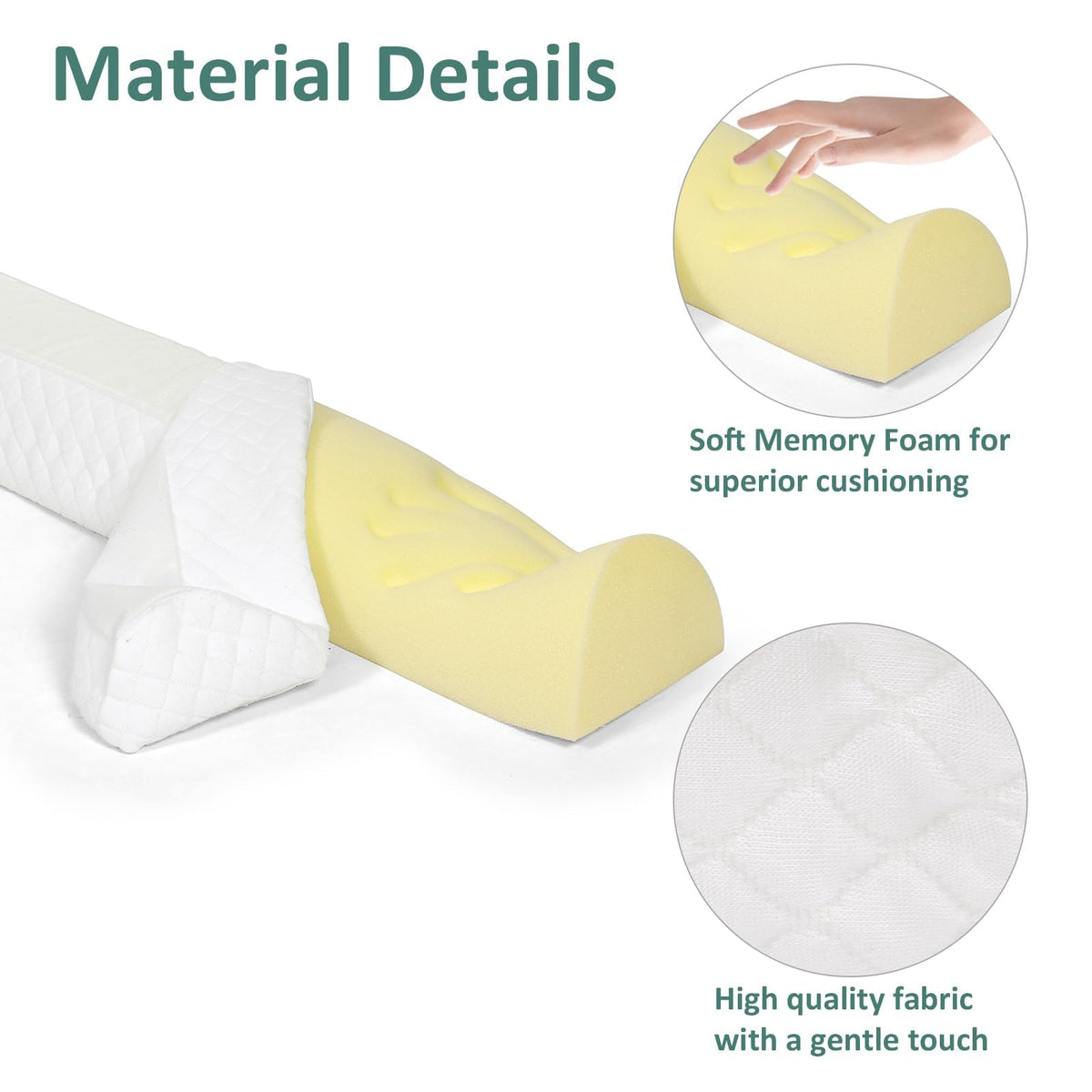 Shinnwa Bed Bumpers for Toddlers & Kids (2-Pack), Memory Foam Bed Rail for Adults, Bed Edge Safety Guard for Queen, King, Full Bed, Non-Slip Bottom, Machine Washable Cover