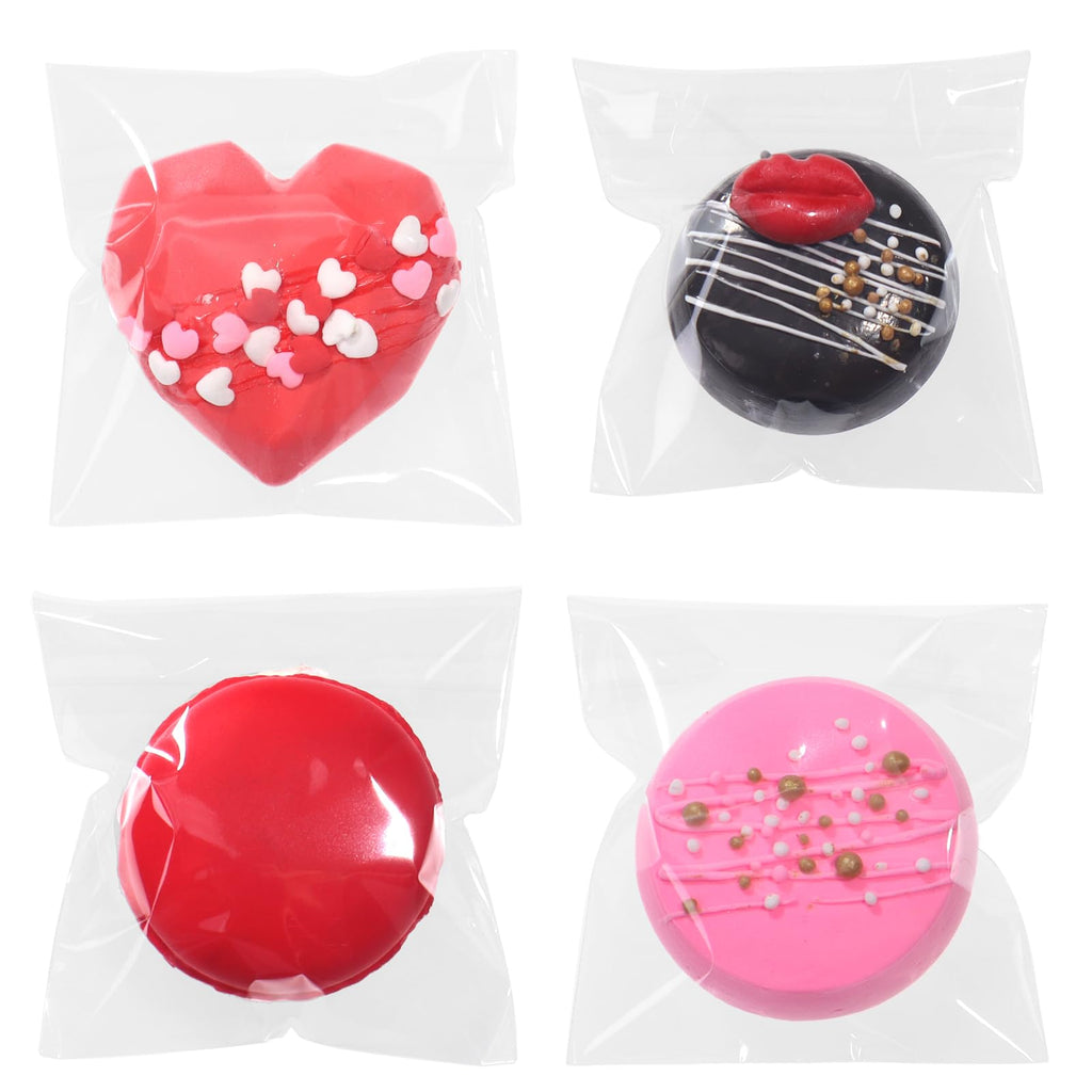 TEMLQPACK100Pcs Self - sealing 3x3 Inch Clear Cellophane Bags - Perfect for Packaging Chocolate - covered Oreos, Macarons, etc. - Party Edition