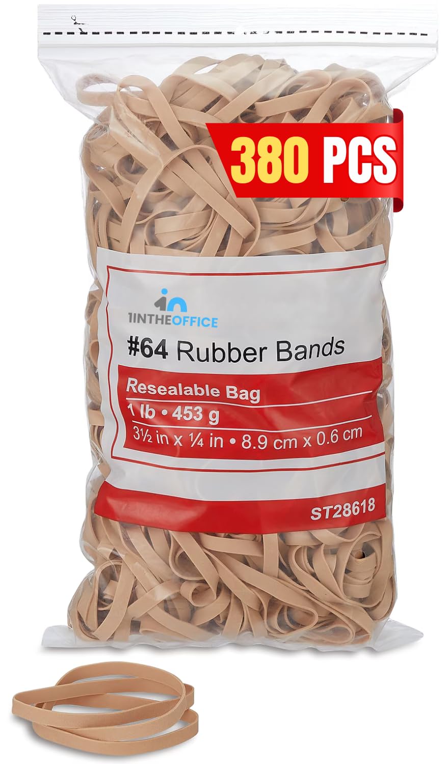 Thick Rubber Bands, Heavy Duty Rubber Bands, Beige, Size 64, 380Pack