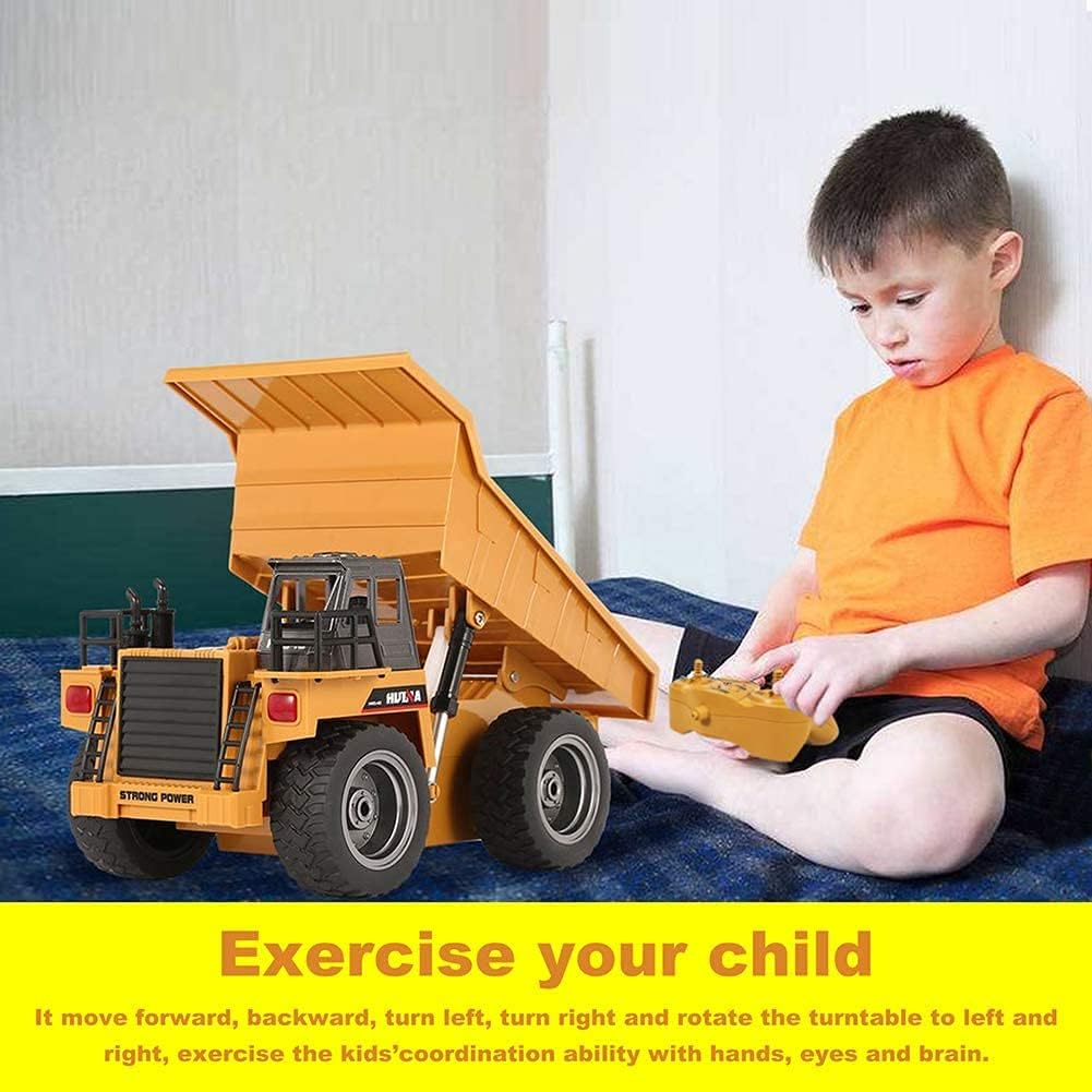 Buy now Remote Control Construction Dump Truck Toy 2.4G RC Truck 6 Channel Bulldozer 4 Wheel Driver Mine Construction Alloy Metal Vehicle Truck 1:18 with 2 Rechargeable Batteries for Boys Birthday Xmas Gift at indiglob india