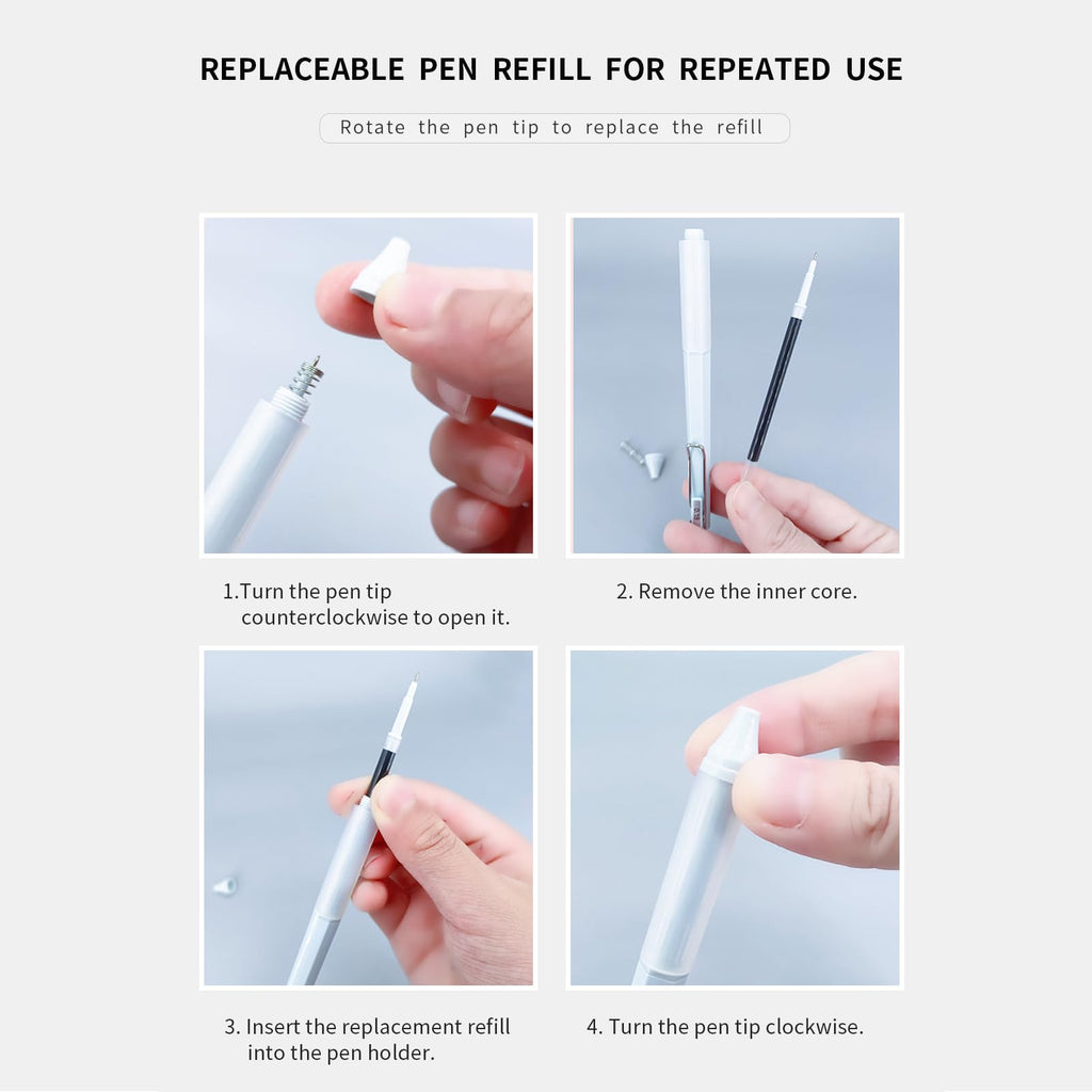 6pcs Gel Pen set, Black Ink Pens 0.18mm /0.28mm / 0.38mm Ultra Fine point Smooth Writing Pens with Silicone Grip, Retractable Cute Pens for Journaling NoteTaking sketching drawing stationery