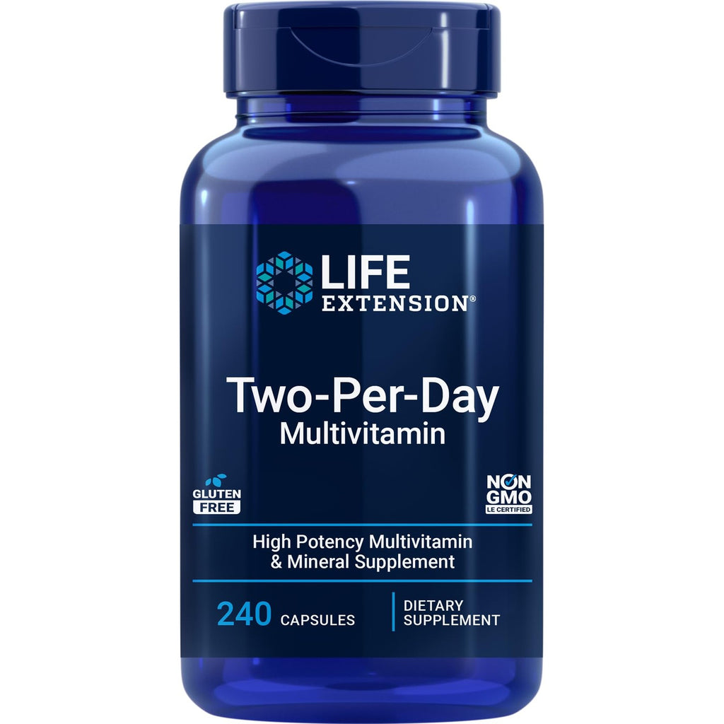 Life Extension Two-Per-Day Multivitamin, 240 Capsules | Vitamins B, C & D, Zinc & over 25 Vitamins, Minerals & Extracts in a Two-Month Supply, Non-GMO, Gluten-Free Capsules