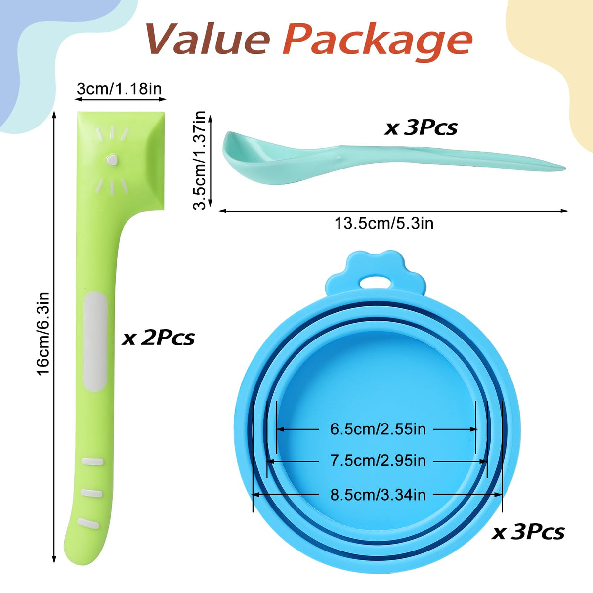 8 PACK Can Lids, Pet Food Can Cover and Food Mixing Spoons Food Canned Scoop, Fits Most Standard Size Dog and Cat Can Tops for Pet Cat Dog Feeding Can and Wet Food Storage