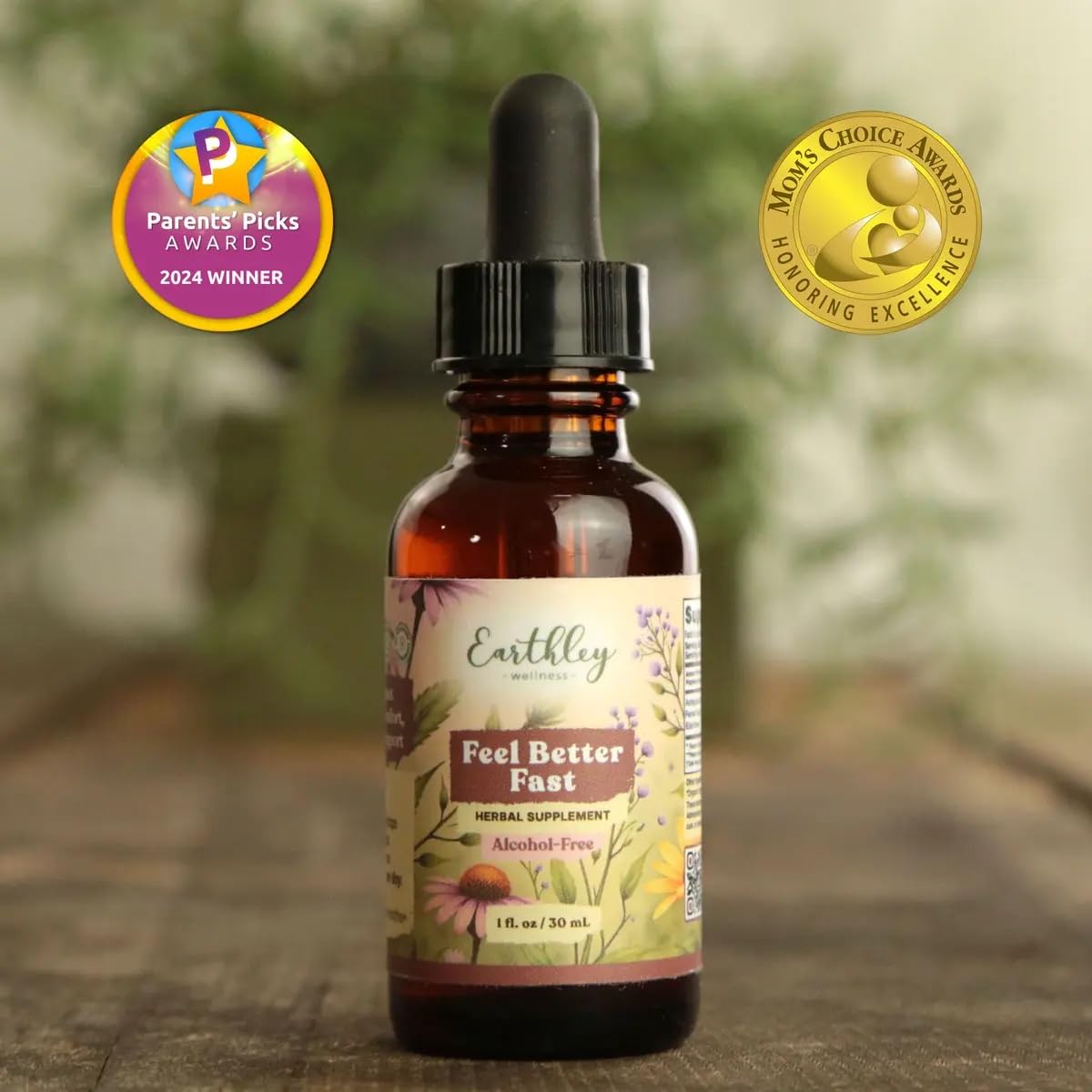 Earthley Wellness Feel Better Fast, All-Natural Relief for Minor Ailments, Echinacea, 3 Month Supply (1.69oz Glass, 1,000 Drops), Organic, Ceylon Cinnamon, Supports Immune & Digestive Health