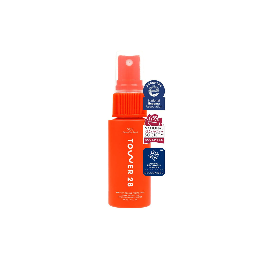 Tower 28 SOS Daily Rescue Soothing Hypochlorous Acid Spray for Face (1 oz) | Hypochlorous Acid Face Mist to Calm & Purify Sensitive Skin, On-the-Go Toner & Facial Cleanser Spray, Skin Care Essential