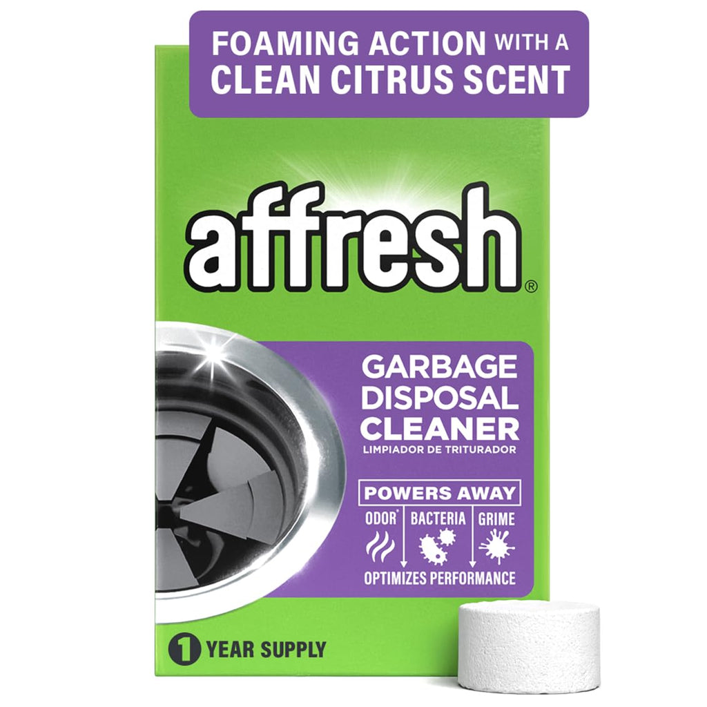 Affresh Garbage Disposal Cleaner, Helps Power Away Odor Causing Bacteria, Debris & Grime in Grind Chamber, Impeller & Drain Pipe, 12 Tablets, 1 Year Supply